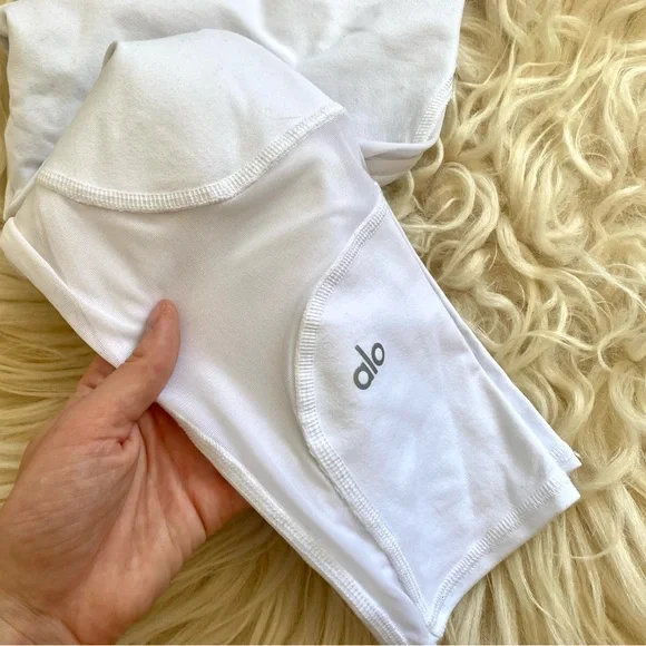 Alo Yoga Mesh White Crop Athletic Leggings - Picture 3 of 6